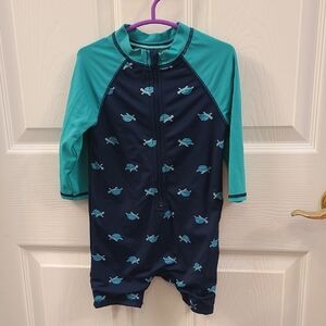 Janie and Jack Blue and Green Rashguard Swimwear